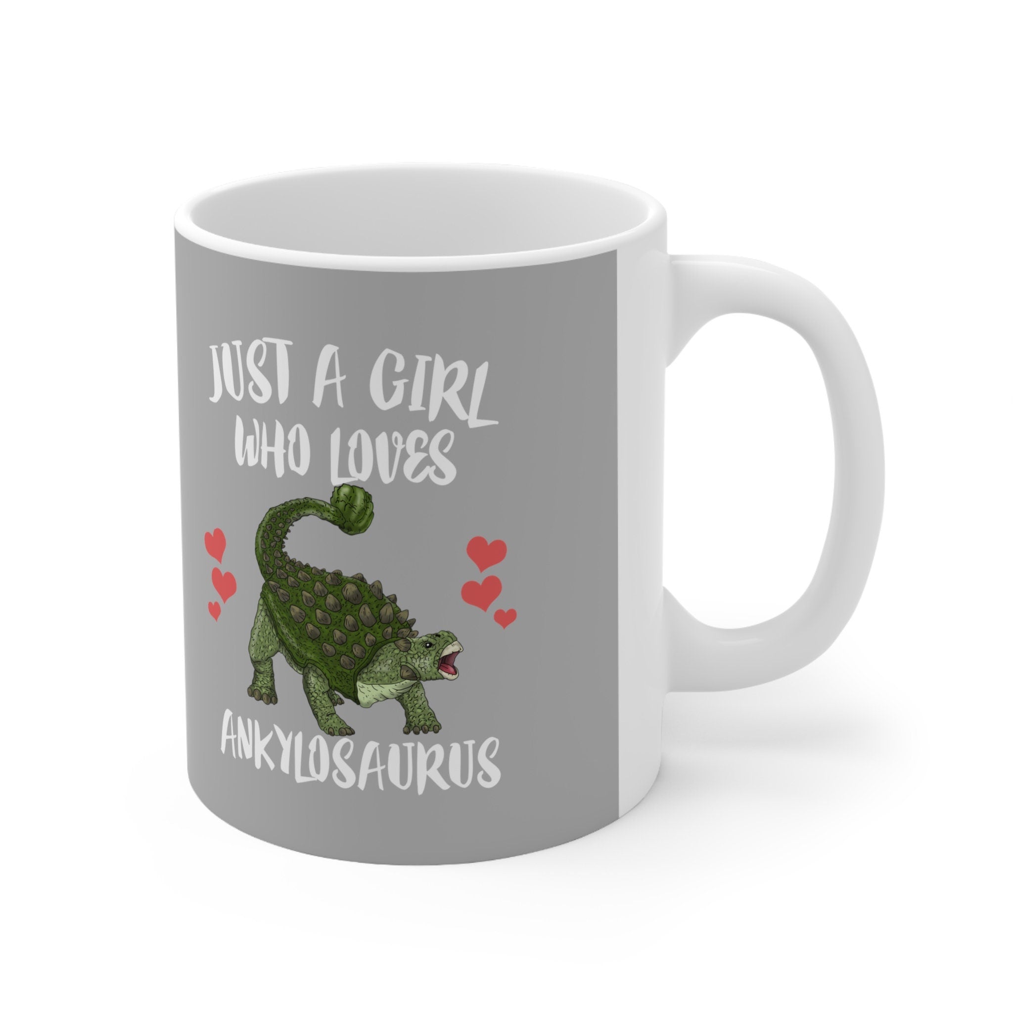 Just A Girl Who Loves Ankylosaurus Dinosaur Tee Coffee Mug, Ankylosaurus Lover Gift, Ankylosaurus Animal Mug Image 1