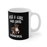 Just A Girl Who Loves Boxers Dog Tee Coffee Mug, Boxer Lover Gift, Boxer Animal Mug Image 2