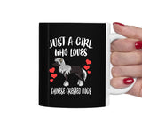 Just A Girl Who Loves Chinese Crested Dogs Tee Coffee Mug, Chinese Crested Dog Lover Gift, Dog Animal Mug Image 2