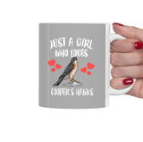 Just A Girl Who Loves Cooper's Hawks Bird Tee Coffee Mug, Cooper's Hawk Lover Gift, Birding Animal Mug Image 1