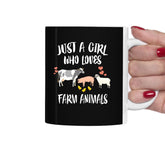 Just A Girl Who Loves Farm Animals Pig Cow Sheep Chicken Tea Coffee Mug, Farm Lover Gift, Animal Mug Image 1