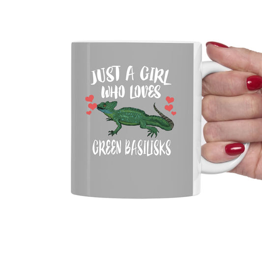 Just A Girl Who Loves Green Basilisk Coffee Mug - green basilisk print design