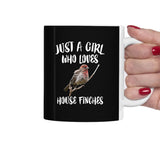 Just A Girl Who Loves House Finches Bird Tee Coffee Mug, House Finch Lover Gift, Birding Animal Mug Image 2