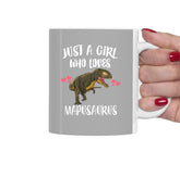 Just A Girl Who Loves Mapusaurus Dinosaur Tea Coffee Mug, Mapusaurus Lover Gift, Mapusaurus Animal Mug Image 1