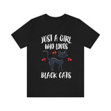 Just A Girl Who Loves Black Cats Ok Shirt, Cat Lover Shirt, Cat Mom Shirt, Funny Cat Gift, Boy Girl Shirt Image 2