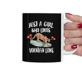 Just A Girl Who Loves Mountain Lions Tea Coffee Mug, Mountain Lion Lover Gift, Mountain Lion Animal Mug Image 1