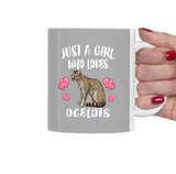 Just A Girl Who Loves Ocelots Cat Tea Coffee Mug, Ocelot Lover Gift, Ocelot Animal Mug Image 2