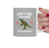Just A Girl Who Loves Parasaurolophus Dinosaur Tea Coffee Mug, Parasaurolophus Lover Gift, Parasaurolophus Animal Mug Image 1
