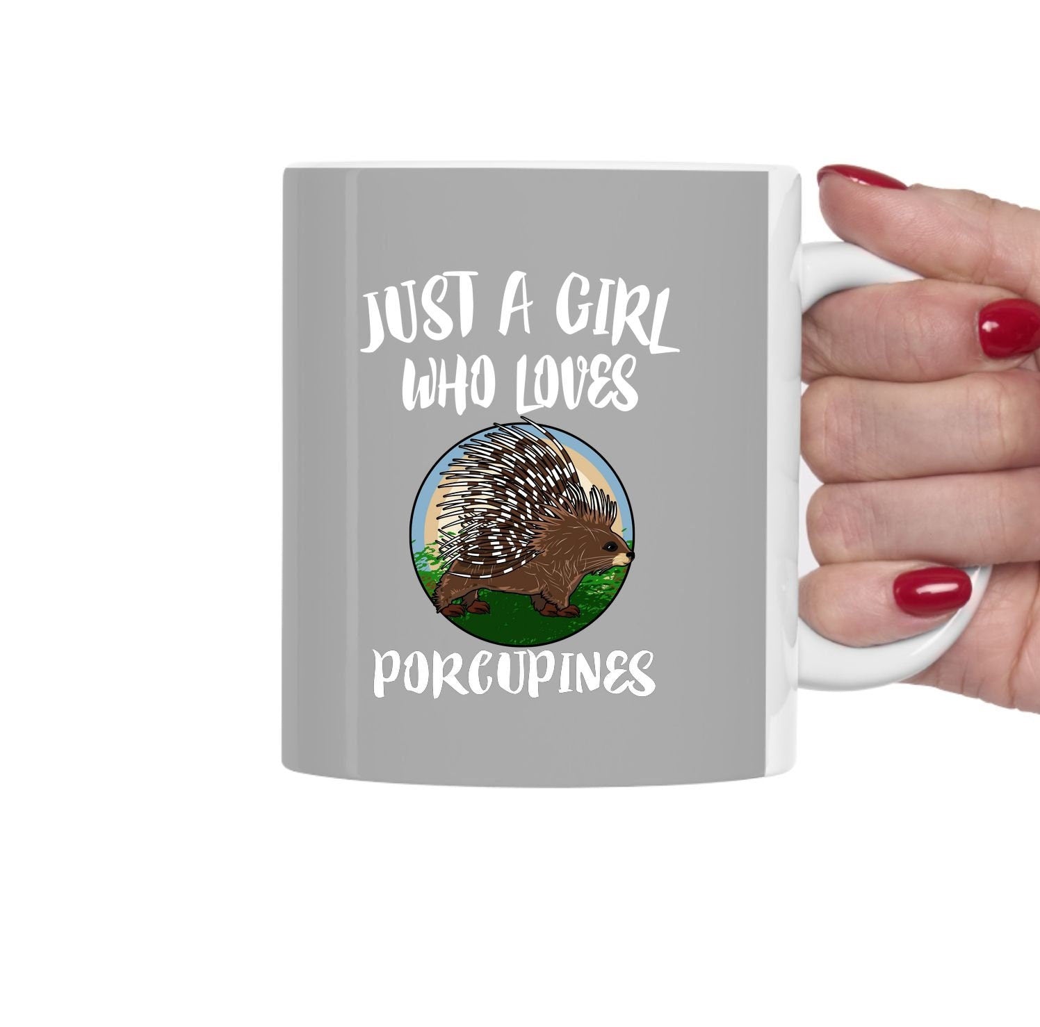 Just A Girl Who Loves Porcupines Tea Coffee Mug, Porcupine Lover Gift, Porcupine Animal Mug Image 1