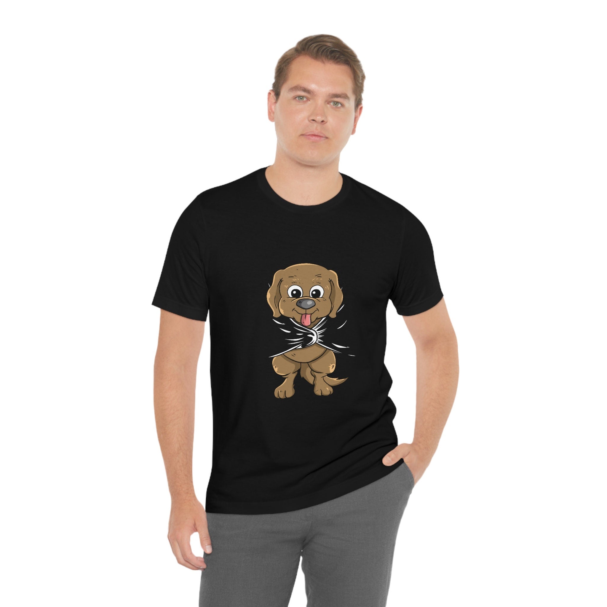 Dog Puppy Behind A T-Shirt, Dog Lover Shirt, Cute Dog Shirt, Dog Funny Shirt, Girl Boy Dog Lover Gift, Dog Girl T-Shirt Image 1