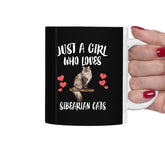 Just A Girl Who Loves Siberian Cats Tea Coffee Mug, Siberian Cat Lover Gift, Cat Animal Mug Image 1