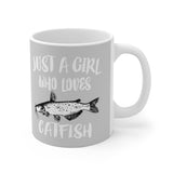 Just A Girl Who Loves Catfish Fish Tee Coffee Mug, Catfish Lover Gift, Catfish Animal Mug Image 1