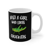 Just A Girl Who Loves Crickets Tee Coffee Mug, Cricket Lover Gift, Cricket Animal Mug Image 1
