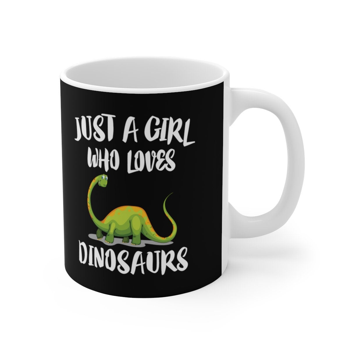 Just A Girl Who Loves Dinosaur Tee Coffee Mug, Dinosaur Lover Gift, Dinosaur Animal Mug Image 1