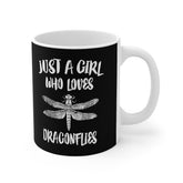 Just A Girl Who Loves Dragonflies Tee Coffee Mug, Dragonfly Lover Gift, Dragonfly Animal Mug Image 1