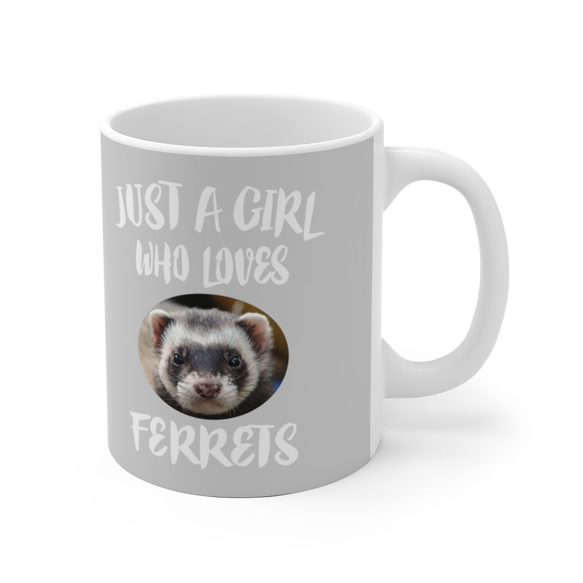 Just A Girl Who Loves Ferrets Tee Coffee Mug, Ferret Lover Gift, Ferret Animal Mug Image 1