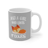Just A Girl Who Loves Foxes Tee Coffee Mug, Fox Lover Gift, Fox Animal Mug Image 1