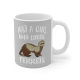 Just A Girl Who Loves Ferrets Tee Coffee Mug, Ferrets Lover Gift, Ferrets Animal Mug Image 2