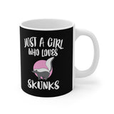 Just A Girl Who Loves Skunks Tee Coffee Mug, Skunk Lover Gift, Skunk Animal Mug Image 2