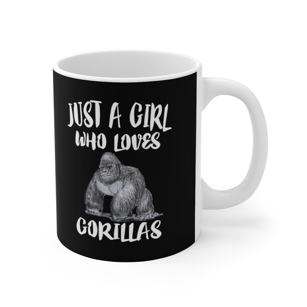 Just A Girl Who Loves Gorillas Tee Coffee Mug, Gorilla Lover Gift, Gorilla Animal Mug Image 1