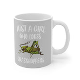 Just A Girl Who Loves Grasshoppers Tee Coffee Mug, Grasshopper Lover Gift, Grasshopper Animal Mug Image 1
