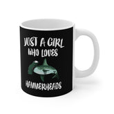 Just A Girl Who Loves Hammerheads Shark Tee Coffee Mug, Shark Lover Gift, Hammerhead Animal Mug Image 1