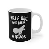 Just A Girl Who Loves Hippos Tee Coffee Mug, Hippo Lover Gift, Hippo Animal Mug Image 1