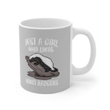 Just A Girl Who Loves Honey Badgers Tee Coffee Mug, Honey Badger Lover Gift, Badger Animal Mug Image 2