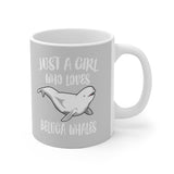 Just A Girl Who Loves Beluga Whales Tee Coffee Mug, Beluga Whale Lover Gift, Whale Animal Mug Image 2