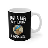 Just A Girl Who Loves Kingfishers Bird Tee Coffee Mug, Kingfisher Lover Gift, Birding Animal Mug Image 1