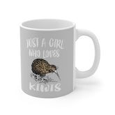 Just A Girl Who Loves Kiwis Bird Tee Coffee Mug, Kiwi Lover Gift, Birding Animal Mug Image 1