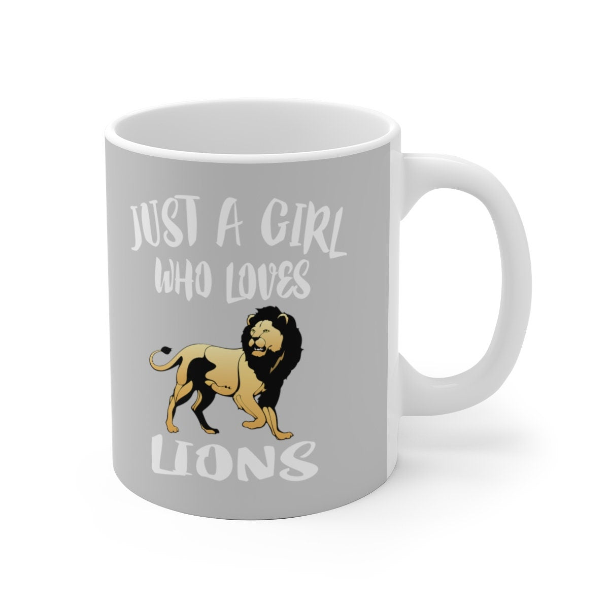 Just A Girl Who Loves Lions Tee Coffee Mug, Lion Lover Gift, Lion Animal Mug Image 1