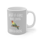 Just A Girl Who Loves Lovebirds Tee Coffee Mug, Lovebird Lover Gift, Lovebird Animal Mug Image 2