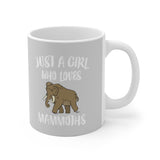 Just A Girl Who Loves Mammoths Tee Coffee Mug, Mammoth Lover Gift, Mammoth Animal Mug Image 2