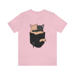Cats Hugging In Pocket Shirt - hugging cats pocket print design