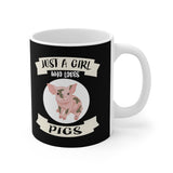 Just A Girl Who Loves Pigs Tee Coffee Mug, Pig Lover Gift, Pig Animal Mug Image 1