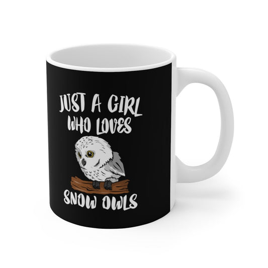 Just A Girl Who Loves Snow Owls Coffee Mug - snow owl print design