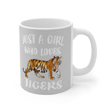 Just A Girl Who Loves Tigers Tee Coffee Mug, Tiger Lover Gift, Tiger Animal Mug Image 2