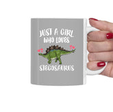 Just A Girl Who Loves Stegosaurus Dinosaur Tea Coffee Mug, Stegosaurus Lover Gift, Stegosaurus Animal Mug Image 1