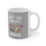 Just A Girl Who Loves Bunnies Rabbit Tee Coffee Mug, Bunny Lover Gift, Bunny Animal Mug Image 2