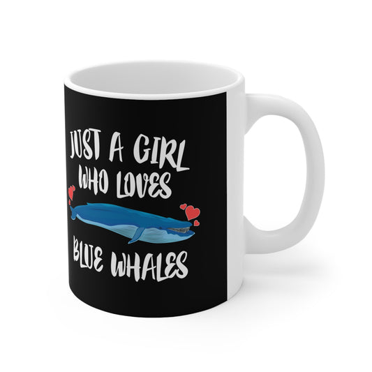 Just A Girl Who Loves Blue Whales Coffee Mug - blue whale print design