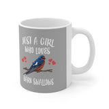 Just A Girl Who Loves Barn Swallows Bird Tee Coffee Mug, Swallow Lover Gift, Birding Animal Mug Image 1