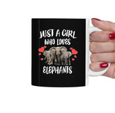 Just A Girl Who Loves Elephants Tea Coffee Mug, Elephant Lover Gift, Elephant Women Animal Mug Image 1