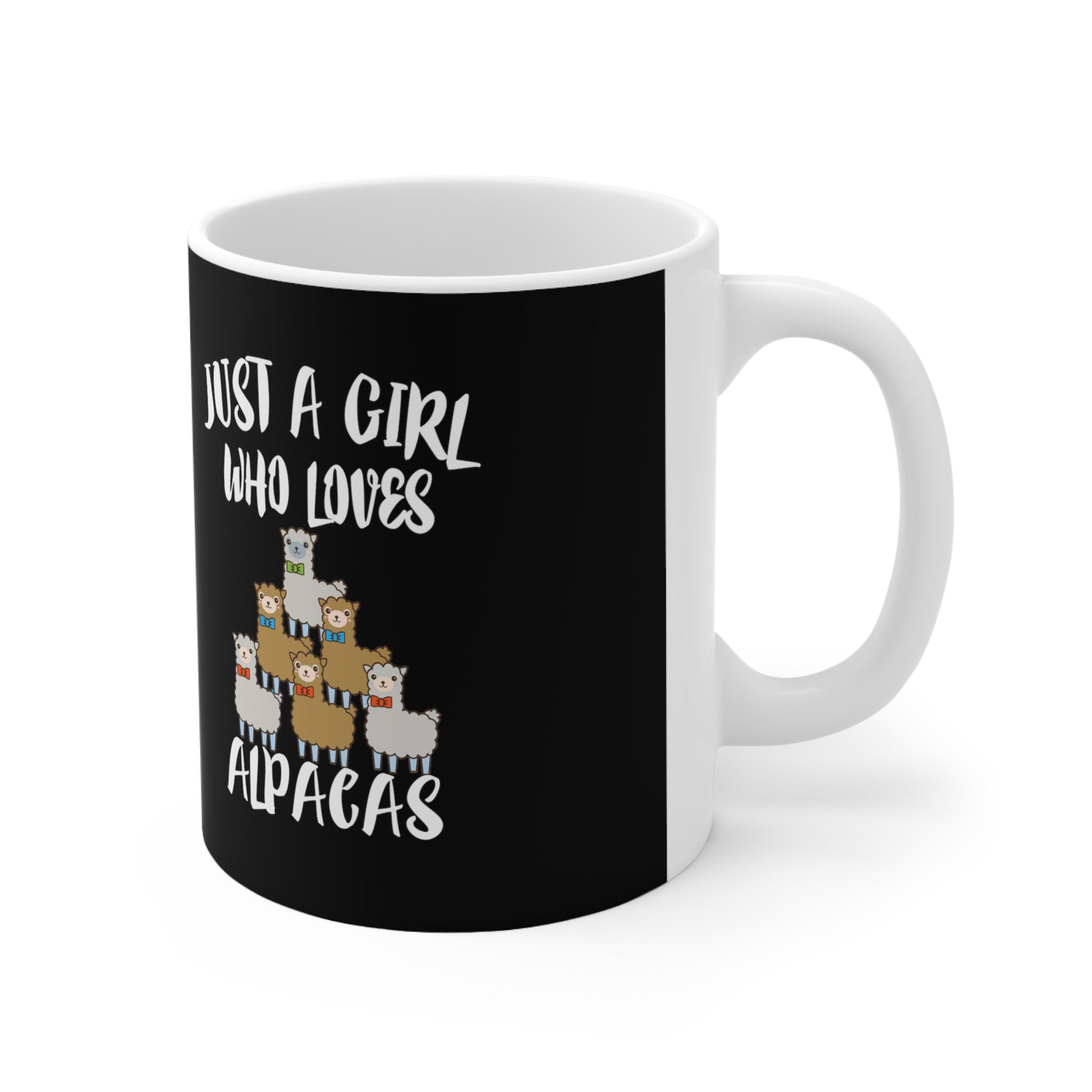 Just A Girl Who Loves Alpacas Tee Coffee Mug, Alpaca Lover Gift, Alpaca Animal Mug Image 1