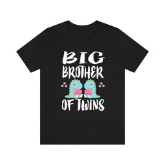 Big brother of twins dinosaurs sibling announcement tee for boy