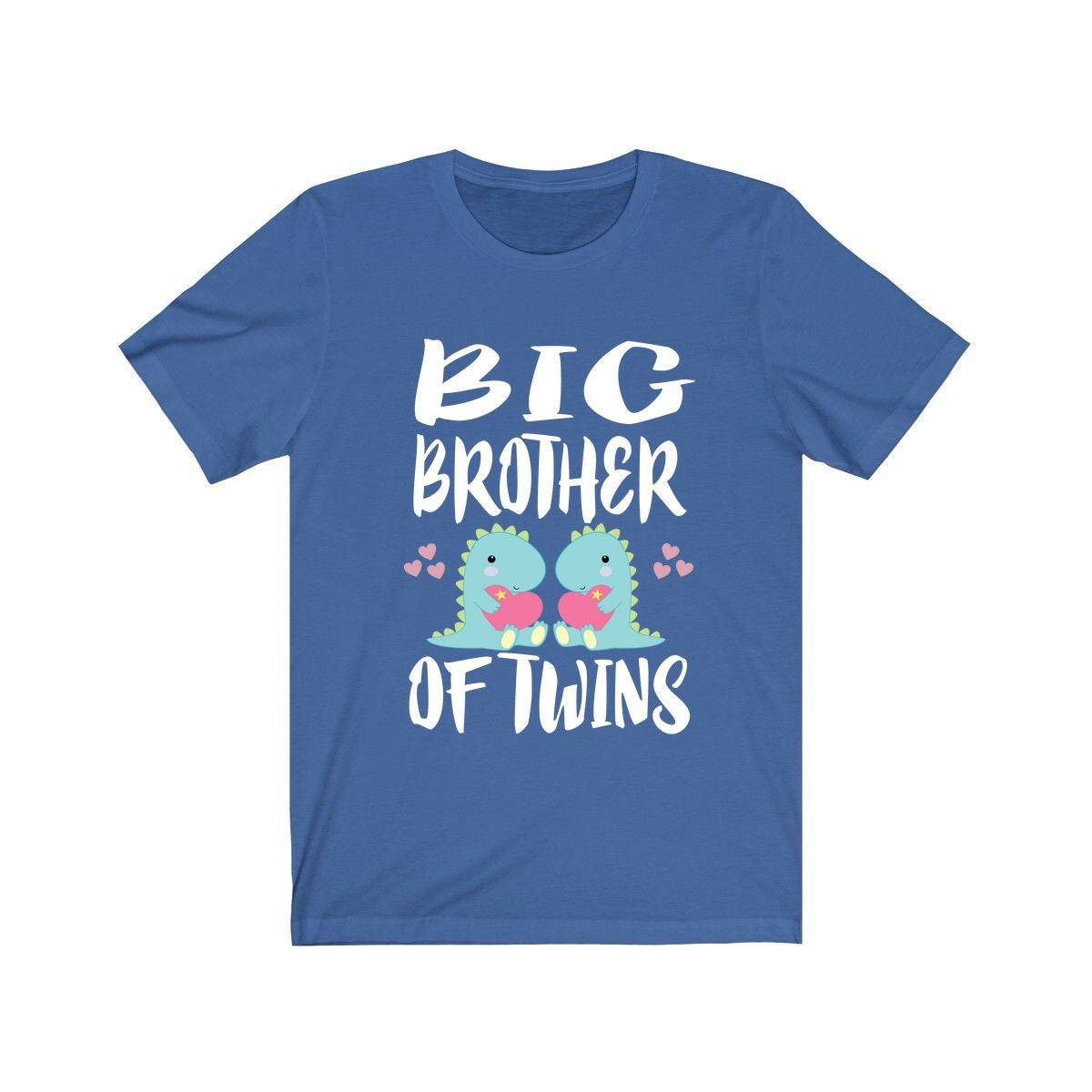 Big brother of twins dinosaurs sibling announcement tee for boy
