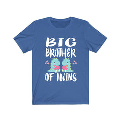 Big brother of twins dinosaurs sibling announcement tee for boy