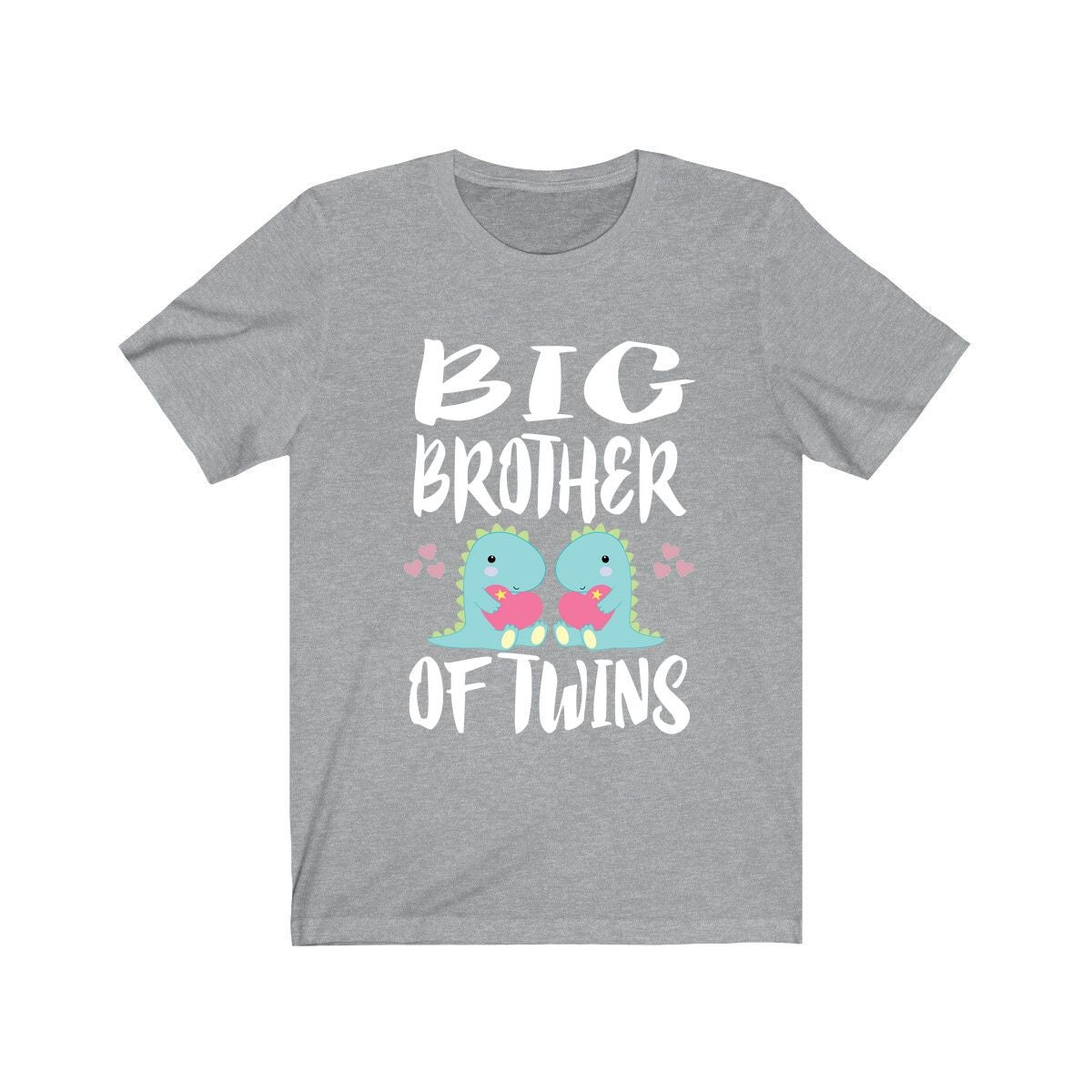 Big brother of twins dinosaurs sibling announcement tee for boy