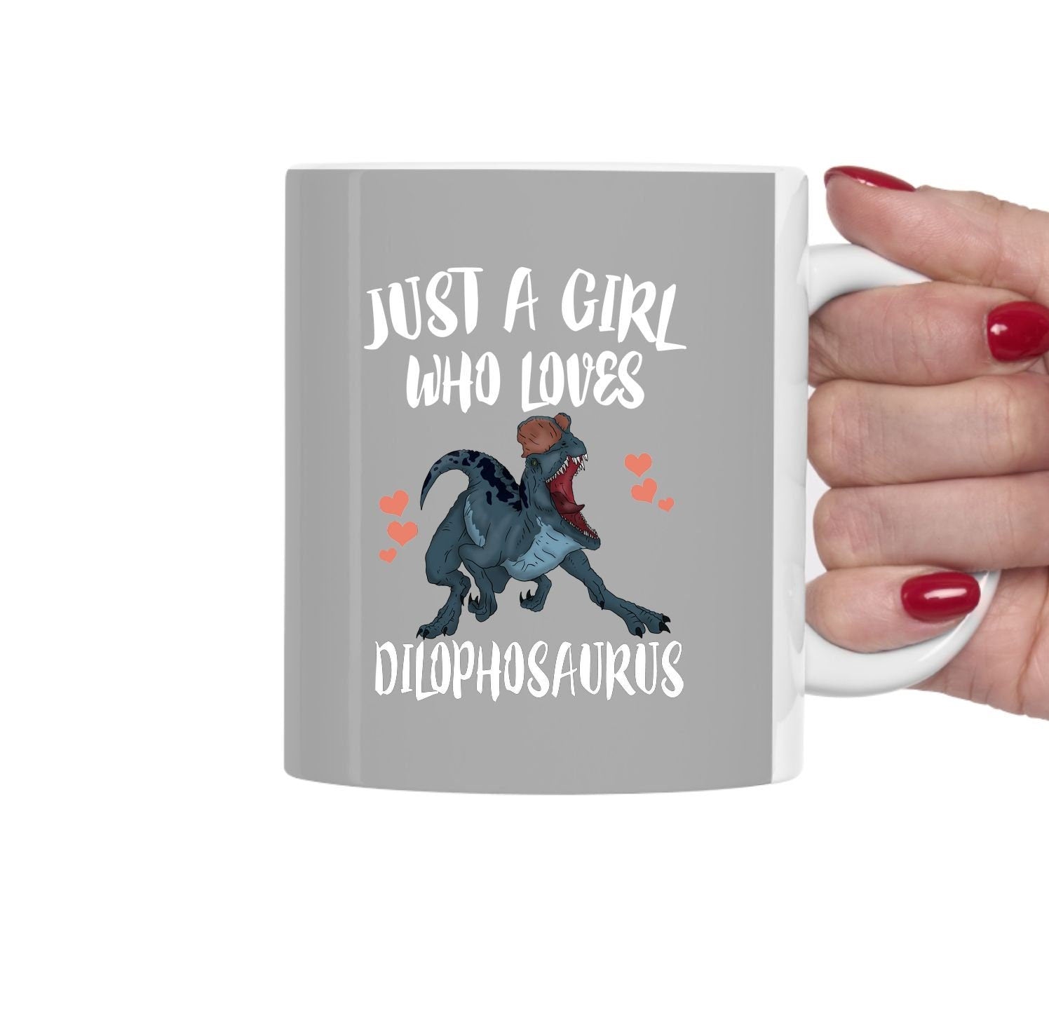 Just A Girl Who Loves Dilophosaurus Dinosaur Tee Coffee Mug, Dilophosaurus Lover Gift, Dilophosaurus Animal Mug Image 1