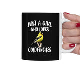 Just A Girl Who Loves Goldfinches Bird Tee Coffee Mug, Goldfinch Lover Gift, Birding Animal Mug Image 1